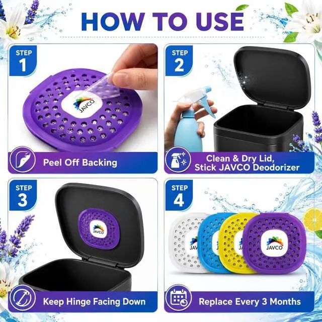 Alt view image 6 of 6 - Trash Can Deodorizer & Odor Eliminator 4 in 1 Garbage Can Deodorizer, Activated Charcoal Stick-On Odor Absorber for Garbage Cans = Up to 12 Months Freshness
