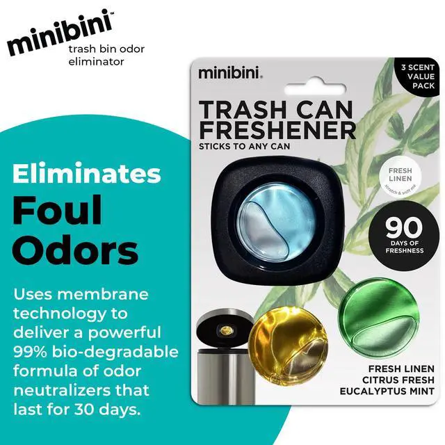 Alt view image 2 of 7 - Minibini Trash Can Deodorizer and Odor Eliminator, Garbage Can Air Freshener and Odor Control Up to 90 Days, Device Plus Refill