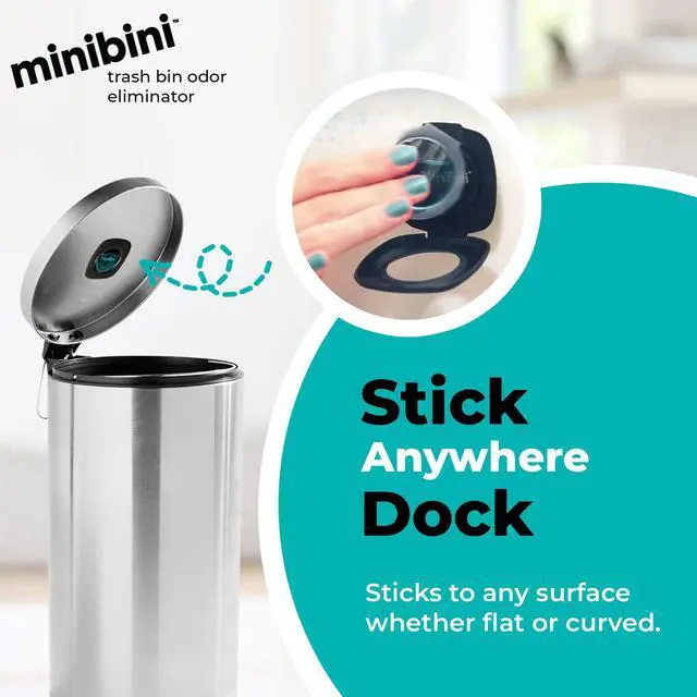 Alt view image 3 of 7 - Minibini Trash Can Deodorizer and Odor Eliminator, Garbage Can Air Freshener and Odor Control Up to 90 Days, Device Plus Refill