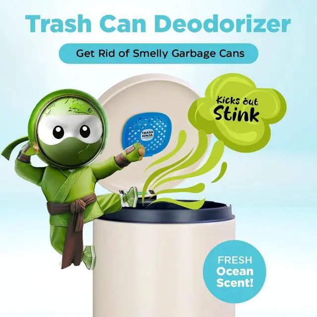 Alt view image 2 of 7 - Trash Can Deodorizer Stick-On Air Freshener with Activated Charcoal and Fresh Ocean Scent for Kitchen, Bathroom, Fridge, Dumpster, and Trash Compactor Smell Removal