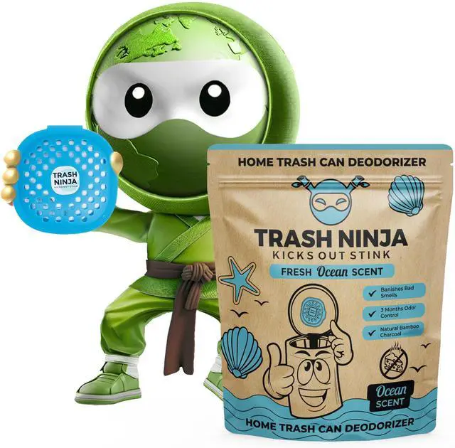 Main image of Trash Can Deodorizer Stick-On Air Freshener with Activated Charcoal and Fresh Ocean Scent for Kitchen, Bathroom, Fridge, Dumpster, and Trash Compactor Smell Removal