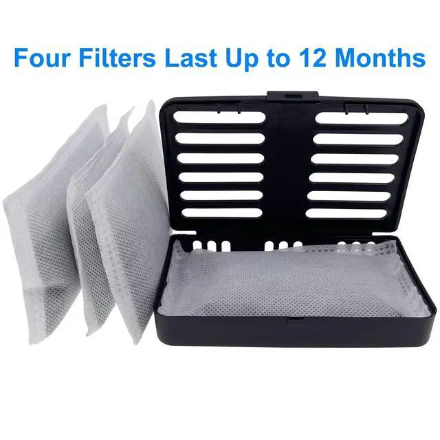 Alt view image 3 of 7 - Activated Charcoal Odor Absorbing Filter Refill Deodorizer Compatible with iTouchless Trash Cans 8 Gallon and Larger (4 Large Filters+ 1 Compartment) (Black)