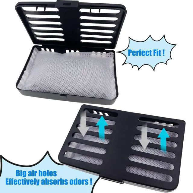 Alt view image 2 of 7 - Activated Charcoal Odor Absorbing Filter Refill Deodorizer Compatible with iTouchless Trash Cans 8 Gallon and Larger (4 Large Filters+ 1 Compartment) (Black)