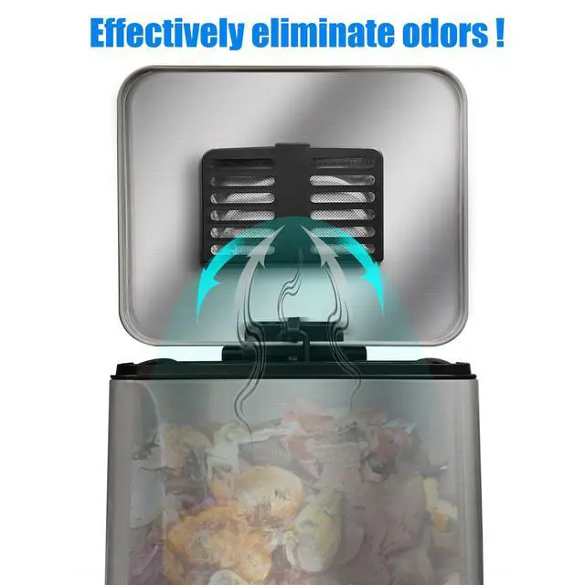 Alt view image 7 of 7 - Activated Charcoal Odor Absorbing Filter Refill Deodorizer Compatible with iTouchless Trash Cans 8 Gallon and Larger (4 Large Filters+ 1 Compartment) (Black)