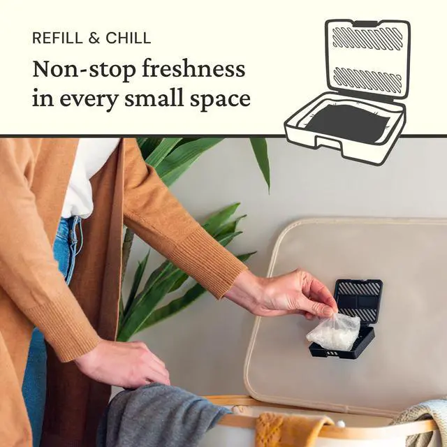 Alt view image 4 of 7 - Odor Removing Fresh Pod | 2 Refillable Fresh Pods & 2 Fresh Wave Packs | Safer Odor Relief | Natural Plant-Based Odor Eliminator for Small Spaces | Garbage Cans, Closets & Lockers