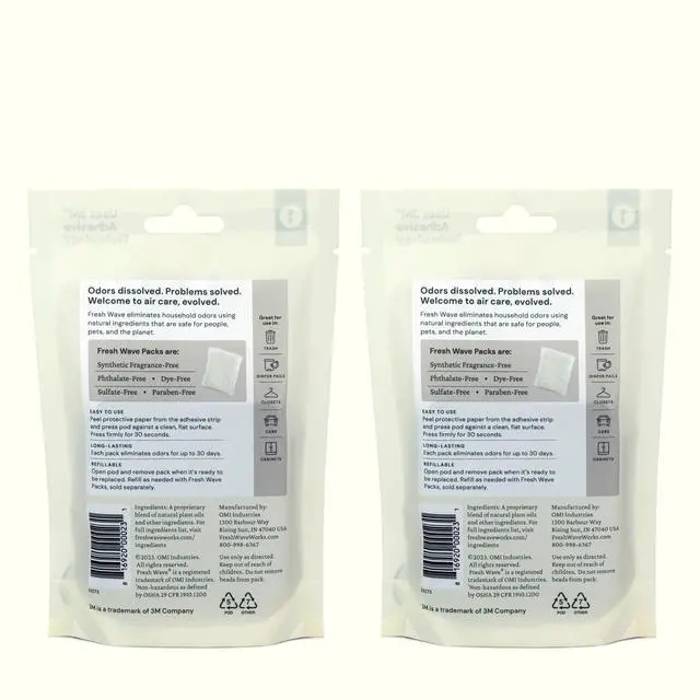 Alt view image 7 of 7 - Odor Removing Fresh Pod | 2 Refillable Fresh Pods & 2 Fresh Wave Packs | Safer Odor Relief | Natural Plant-Based Odor Eliminator for Small Spaces | Garbage Cans, Closets & Lockers