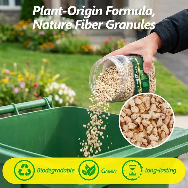Alt view image 2 of 7 - Outdoor Trash Can Deodorizer Odor Eliminator,Garbage Disposal Cleaner and Deodorizer,Plant-Based Powerful Absorbing Granules for Trash Bins,Dumpster,Outdoor Waste and Garbage Cans,45 OZ