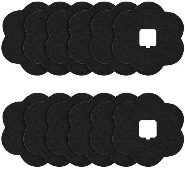 Main image of 7.2 Inch Universal Trash Can Charcoal Filters Replacements, 12-Pack Flower Shape Stick-on Activated Charcoal, Absorbing Filters Purifying Deodorizer for Compost Bin Pail, Trash Cans, Recycle Bin