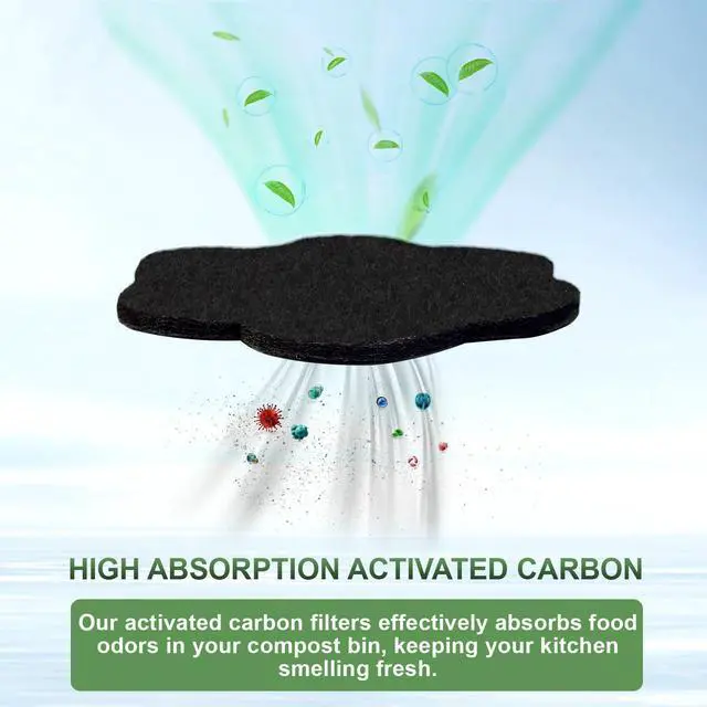 Alt view image 3 of 7 - 7.2 Inch Universal Trash Can Charcoal Filters Replacements, 12-Pack Flower Shape Stick-on Activated Charcoal, Absorbing Filters Purifying Deodorizer for Compost Bin Pail, Trash Cans, Recycle Bin