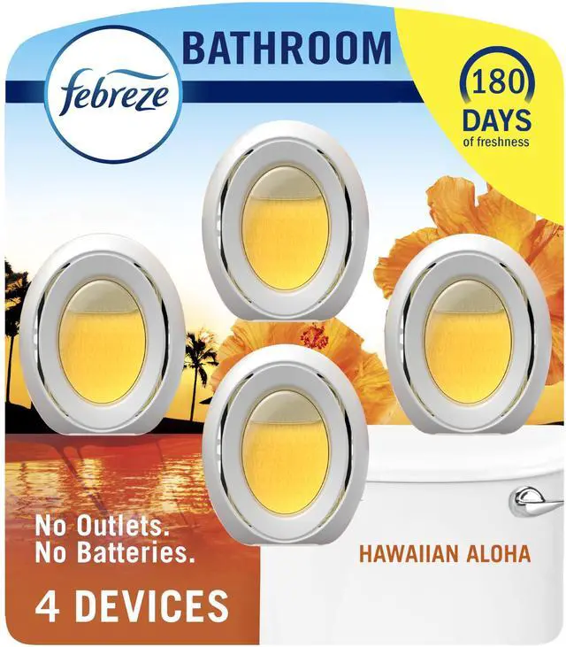 Main image of Bathroom Air Freshener, Odor-Fighting, Plug In Alternative, Air Fresheners for Small Spaces in Home, Bathroom, Kitchen, & Closet, Pet & Litter Box Odor Fighter, Hawaiian Aloha Scent, 4ct
