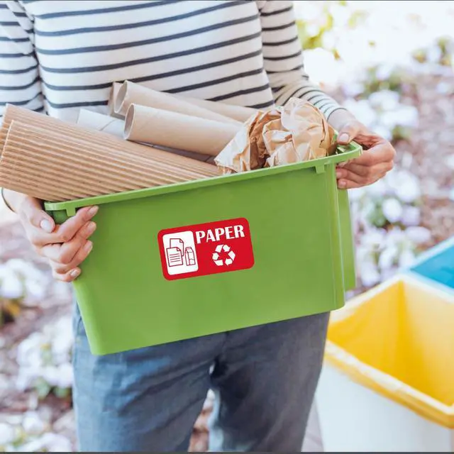 Alt view image 5 of 7 - 12Pack Recycling Stickers for Trash Cans,Paper Plastic Glass Cans Trash Sorting Stickers for Recycle Bins,Eco-Friendly Trash Can Recycle Signs Indoor & Outdoor Use(3"x5.7")