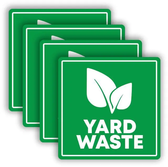 Main image of 4 Pcs Yard Waste Only Sticker 3.5" by 3.5" Strong Adhesive, Durable, Weatherproof Yard Waste Sticker. Perfect Sticker for Yard Waste Can