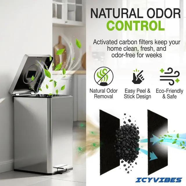 Alt view image 5 of 7 - Premium 12 Pack Activated Carbon 3 in 1 Garbage Can Odor Absorber Filters Coconut Charcoal Puck Deodorizer Step Replacements for Kitchen Trash On The Go Bag Air Freshener Pods Compatible Magic Small