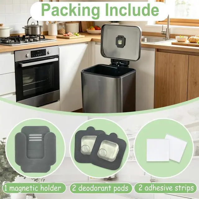 Alt view image 7 of 7 - Magnetic Deodorizer Pod Set for Simplehuman & EKO Stainless Trash Can