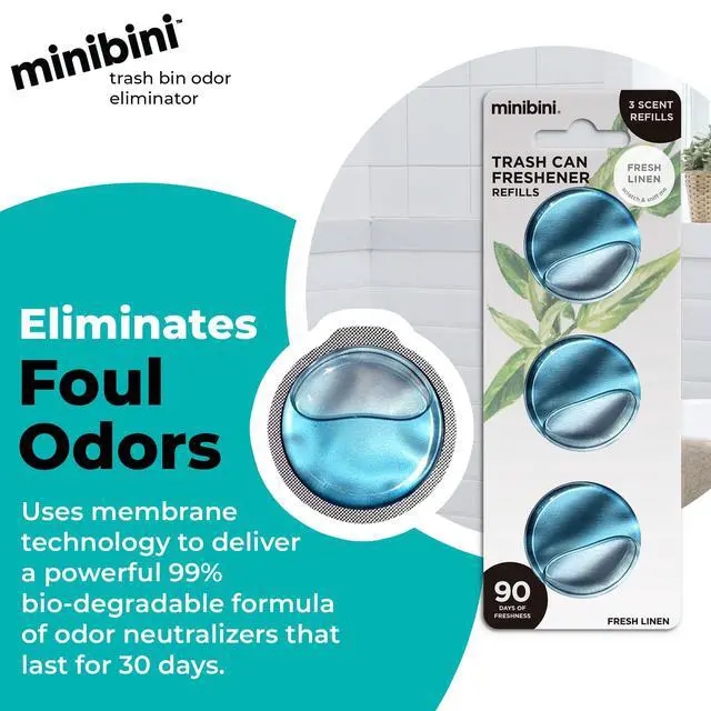 Alt view image 2 of 7 - Minibini Trash Can Deodorizer and Odor Eliminator, Garbage Can Air Freshener and Odor Control Up to 30 Days, Refill Pack