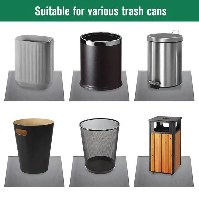 Alt view image 5 of 6 - Trash Can Mat, Silicone Material with Non-Slip Particles to Prevent Trash Can Movement and Protect Floors, Raised Edges to Prevent Spills, Suitable for Kitchen, Living Room, Bedroom (15.7"x23.6")