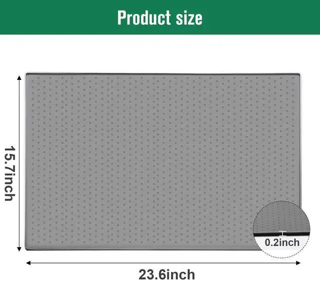 Alt view image 4 of 7 - Trash Can Mat, Silicone Material with Non-Slip Particles to Prevent Trash Can Movement and Protect Floors, Raised Edges to Prevent Spills, Suitable for Kitchen, Living Room, Bedroom (15.7"x23.6")