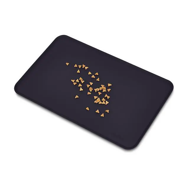 Alt view image 3 of 3 - Waterproof Non-Slip Silicone Pet Feeding Mat with Raised Edges for Food and Water Bowls, Easy to Clean Pet Placemat to Protect Floors, 18.5" x 11.5", Black
