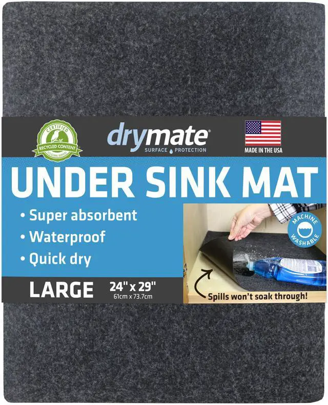 Main image of Premium Under Sink Mat, Waterproof Cabinet Protection Mats for Kitchen & Bathroom, Absorbent Shelf Liners, Slip-Resistant, Non-Adhesive, Machine Washable (USA Made)(24x29)(Charcoal)