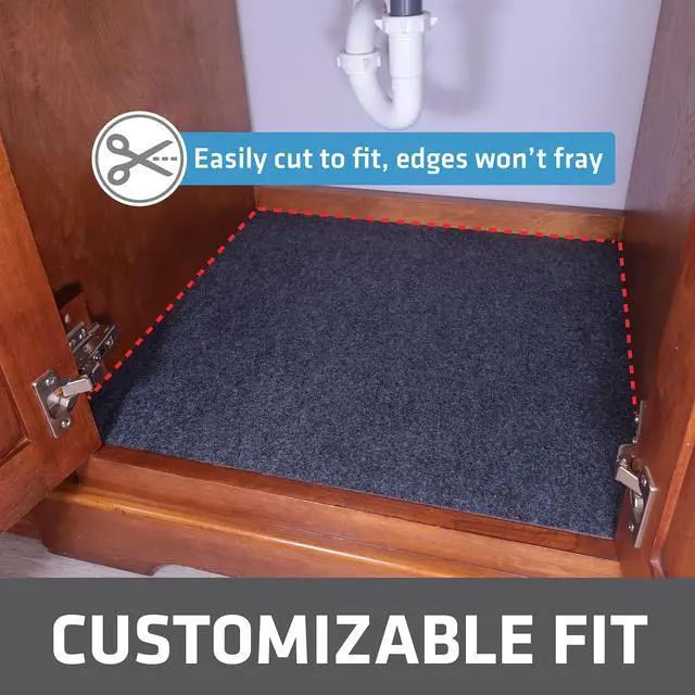 Alt view image 3 of 7 - Premium Under Sink Mat, Waterproof Cabinet Protection Mats for Kitchen & Bathroom, Absorbent Shelf Liners, Slip-Resistant, Non-Adhesive, Machine Washable (USA Made)(24x29)(Charcoal)