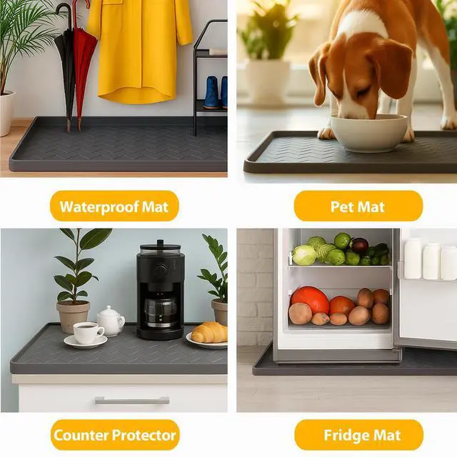 Alt view image 6 of 7 - 34" x 22" Under Sink Mats for Kitchen Waterproof, Leak-Proof Silicone Mat Sink Protector and Cabinet Liner, Kitchen Essentials Organizer and Storage, Boot or Shoe Tray, Pet Feeding Mat