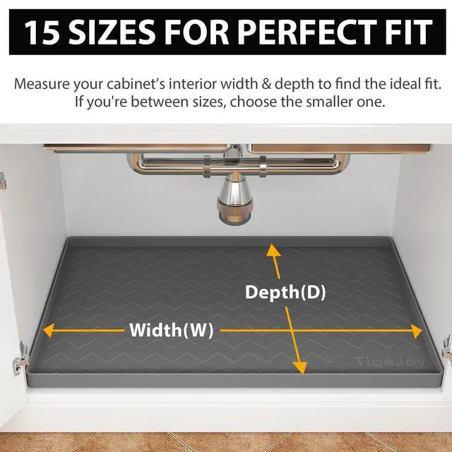 Alt view image 7 of 7 - 34" x 22" Under Sink Mats for Kitchen Waterproof, Leak-Proof Silicone Mat Sink Protector and Cabinet Liner, Kitchen Essentials Organizer and Storage, Boot or Shoe Tray, Pet Feeding Mat