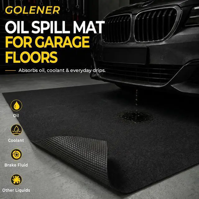 Alt view image 2 of 7 - Oil Spill Mat - Garage Floor Mat, Absorbent Oil Pad, Premium Maintenance Mat, Waterproof, Contain Liquid, Protect Garage Surface from Spill & Stain, Reusable, Washable, Durable, Black, 29x36