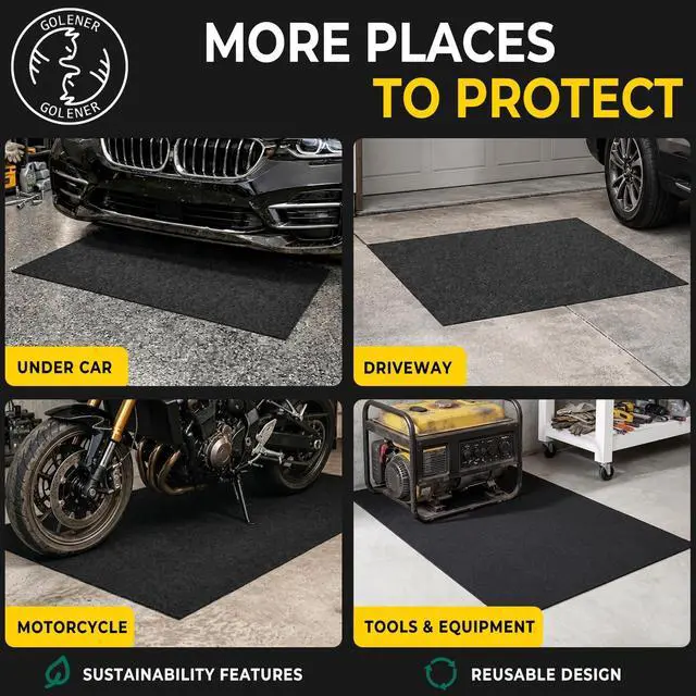 Alt view image 7 of 7 - Oil Spill Mat - Garage Floor Mat, Absorbent Oil Pad, Premium Maintenance Mat, Waterproof, Contain Liquid, Protect Garage Surface from Spill & Stain, Reusable, Washable, Durable, Black, 29x36