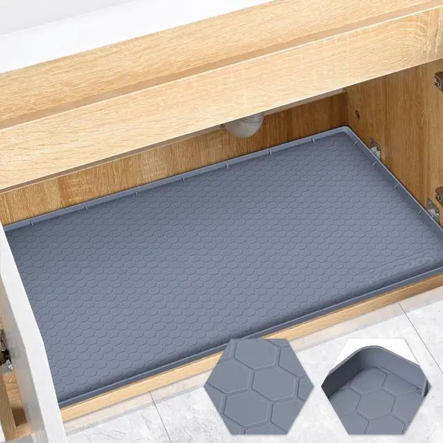 Main image of Silicone Under Sink Mat, 34"x22", Waterproof Cabinet Liner, Grey