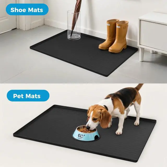 Alt view image 5 of 6 - 16'' x 10'' Waterproof Silicone Under Sink Mat Cabinet and Counter Protector, Shelf Liner for Kitchen and Bathroom, Storage and Organizers, Litter Mat, Pet Cat Puppy Essentials(Black)