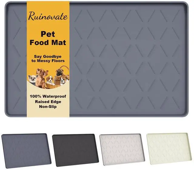 Main image of Extra Thick Dog Food Mat Waterproof with Raised Edge 19" x 12"