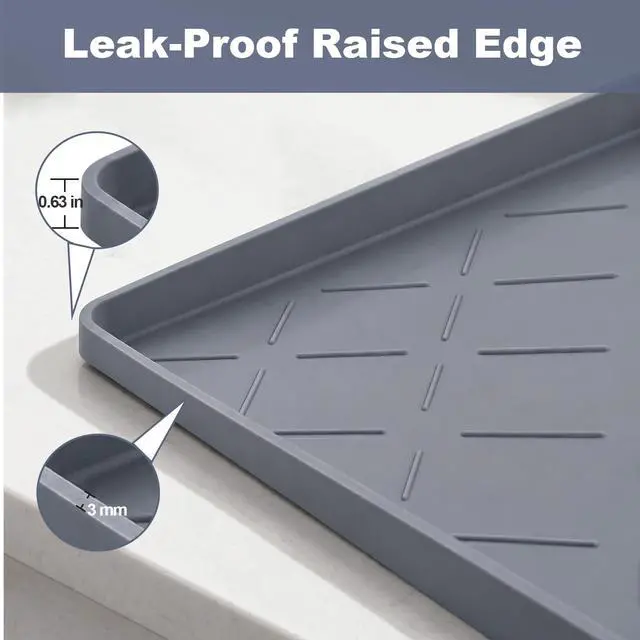 Alt view image 4 of 7 - Extra Thick Dog Food Mat Waterproof with Raised Edge 19" x 12"