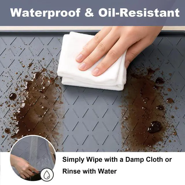 Alt view image 5 of 7 - Extra Thick Dog Food Mat Waterproof with Raised Edge 19" x 12"