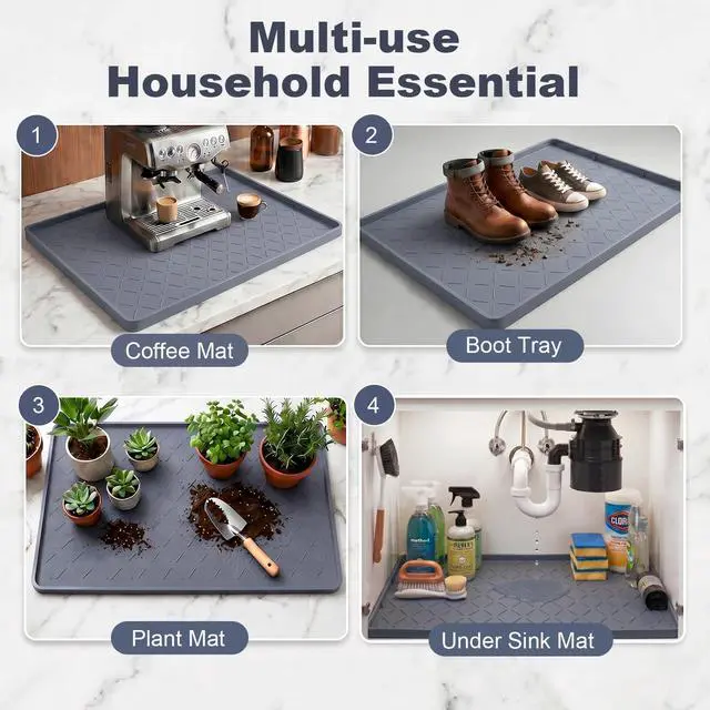 Alt view image 7 of 7 - Extra Thick Dog Food Mat Waterproof with Raised Edge 19" x 12"