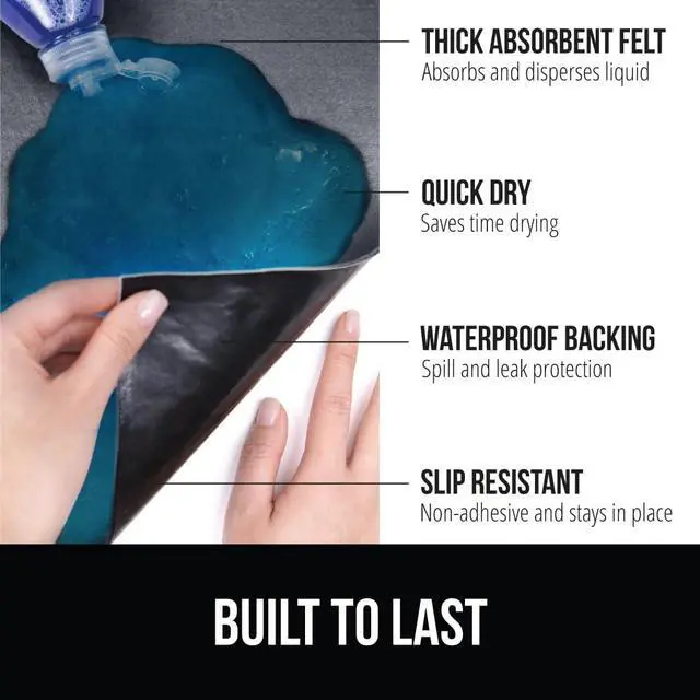 Alt view image 2 of 7 - LeakGuard Non-Adhesive Under Sink Mat for Kitchen Cabinet, Waterproof Quick Dry Shelf Liner, Durable Absorbent Felt Mats for Bathroom Sinks, Cabinets, Dresser, Easy to Trim 24x30 Charcoal