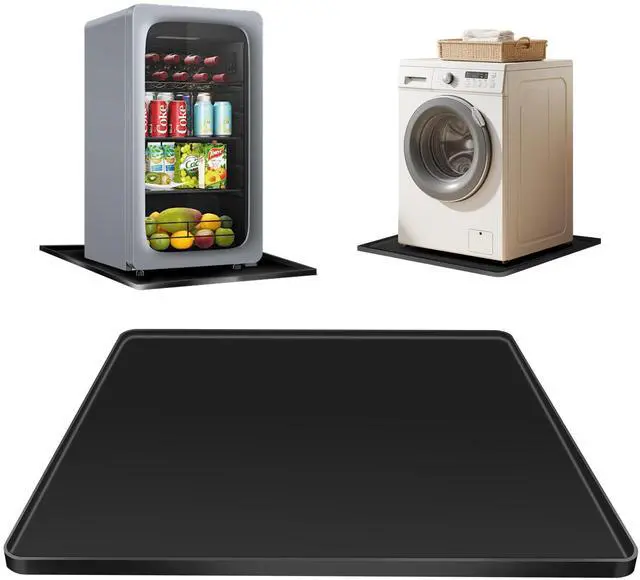 Main image of Mini Fridge Silicone Mat - 20" x 20" x 0.6" Mini Fridge Drip Tray Under Refrigerator Mat Carpet Floor Protector, Leak-Resistant Portable AC Pan for Washing Machine Dishwasher Dryers, Black