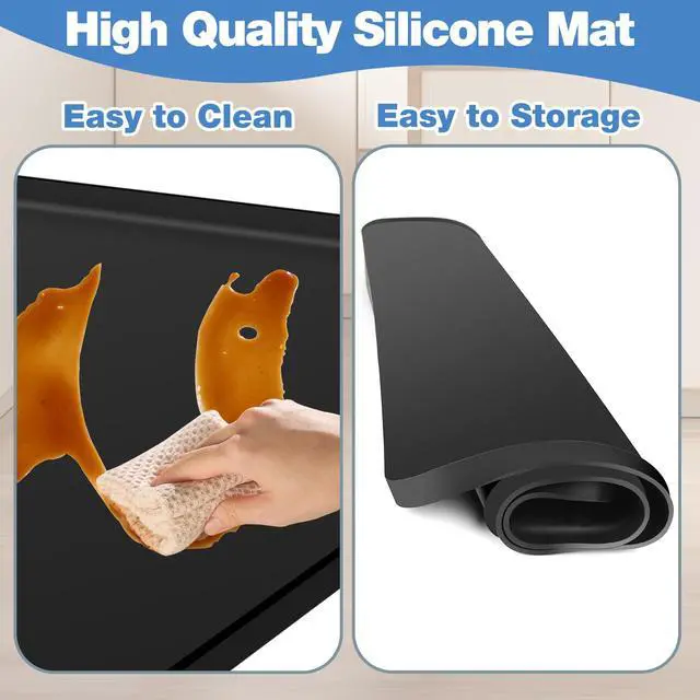 Alt view image 3 of 7 - Mini Fridge Silicone Mat - 20" x 20" x 0.6" Mini Fridge Drip Tray Under Refrigerator Mat Carpet Floor Protector, Leak-Resistant Portable AC Pan for Washing Machine Dishwasher Dryers, Black