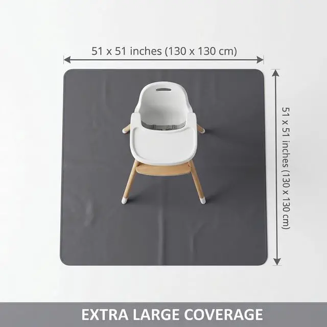 Alt view image 2 of 7 - Splat Mat for Under High Chair/Arts/Crafts, Washable Spill Mat Waterproof Anti-Slip Floor Protector Splash Mat, Messy Mat and Table Cloth