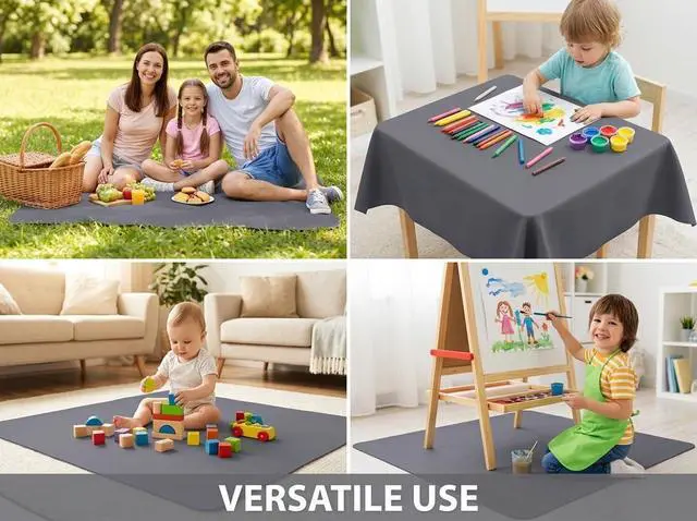 Alt view image 7 of 7 - Splat Mat for Under High Chair/Arts/Crafts, Washable Spill Mat Waterproof Anti-Slip Floor Protector Splash Mat, Messy Mat and Table Cloth