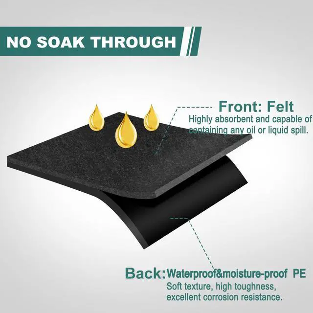 Alt view image 3 of 7 - 36" x 60" Oil Drip Mat for Garage Driveway, Reusable Floor Oil Spill Leak Absorbent Pads for Motorcycle Car Oil Leak Stain Resistant(1pcs)