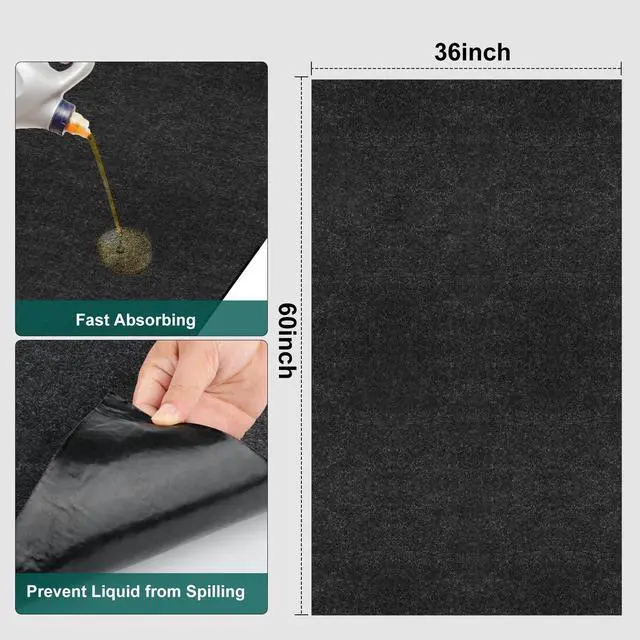 Alt view image 2 of 7 - 36" x 60" Oil Drip Mat for Garage Driveway, Reusable Floor Oil Spill Leak Absorbent Pads for Motorcycle Car Oil Leak Stain Resistant(1pcs)