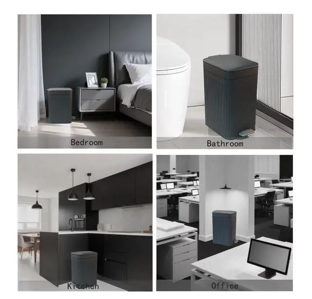 Alt view image 7 of 7 - Small Trash Can with Lid,Small Bathroom Trash Can with Foot Pedal and Press Type Lid,Slim Step-On Trash Bin Wastebasket Garbage Can for Kitchen,Bathroom Office, Bedroom (Gray, 1.8 Gallon)