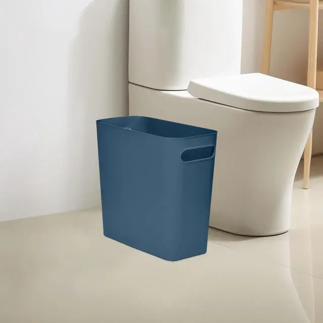 Alt view image 3 of 7 - Versatile 1.8 Gallon Plastic Trash Can - The Compact Bin for Bathroom, Kitchen, or Home Office - Blue