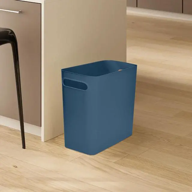 Alt view image 4 of 7 - Versatile 1.8 Gallon Plastic Trash Can - The Compact Bin for Bathroom, Kitchen, or Home Office - Blue