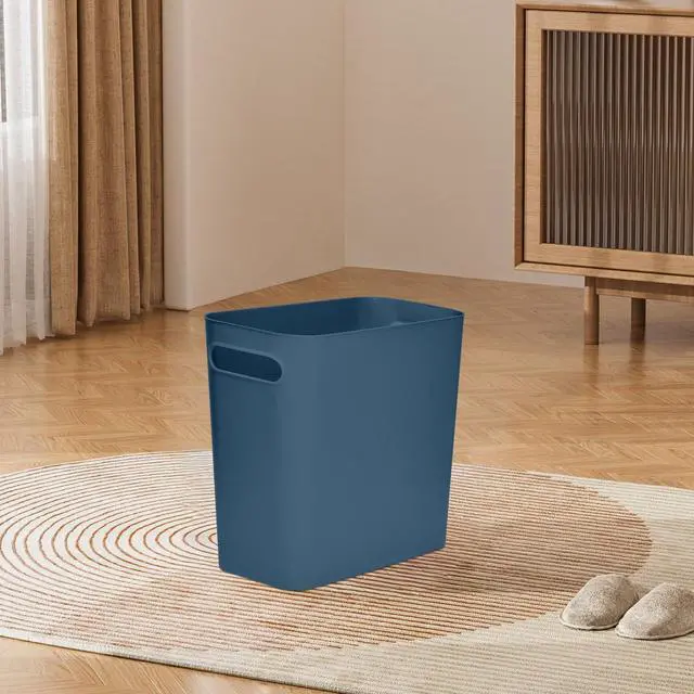Alt view image 6 of 7 - Versatile 1.8 Gallon Plastic Trash Can - The Compact Bin for Bathroom, Kitchen, or Home Office - Blue