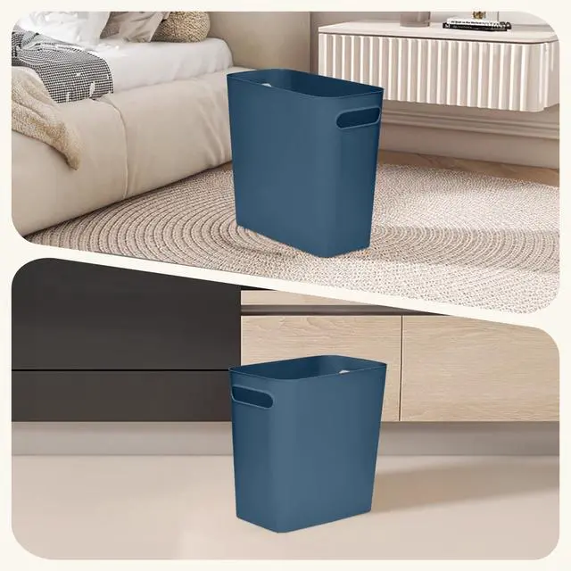 Alt view image 5 of 7 - Versatile 1.8 Gallon Plastic Trash Can - The Compact Bin for Bathroom, Kitchen, or Home Office - Blue