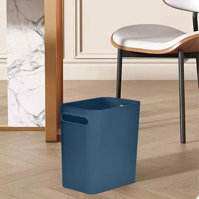 Alt view image 7 of 7 - Versatile 1.8 Gallon Plastic Trash Can - The Compact Bin for Bathroom, Kitchen, or Home Office - Blue