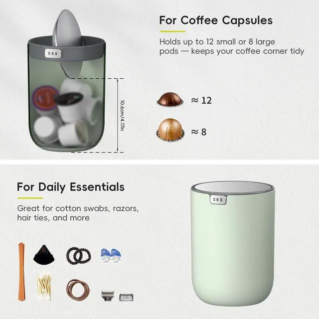 Alt view image 3 of 7 - Fandy 0.4 Gal/1.5L Mini Tabletop Trash Bin with Swing-Lid, Desktop Trash Can for Bathroom Countertop, Vanity, Coffee or Office, Small Garbage Bin (Sage)