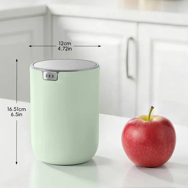 Alt view image 2 of 7 - Fandy 0.4 Gal/1.5L Mini Tabletop Trash Bin with Swing-Lid, Desktop Trash Can for Bathroom Countertop, Vanity, Coffee or Office, Small Garbage Bin (Sage)