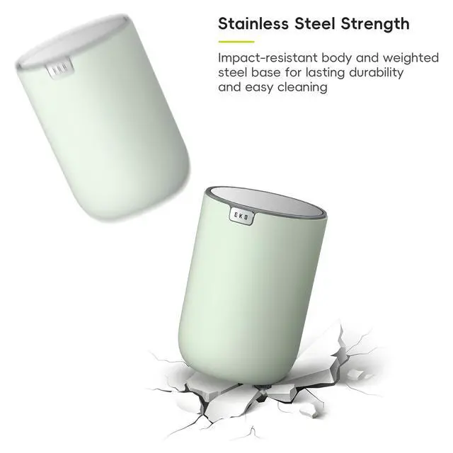 Alt view image 6 of 7 - Fandy 0.4 Gal/1.5L Mini Tabletop Trash Bin with Swing-Lid, Desktop Trash Can for Bathroom Countertop, Vanity, Coffee or Office, Small Garbage Bin (Sage)